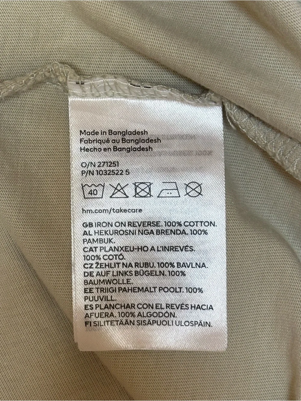 H&M Size S Sage Green Tee with Green 'Clear Skies' Graphic on Back